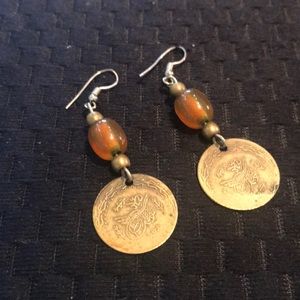 Ancient Coin Beaded Earrings